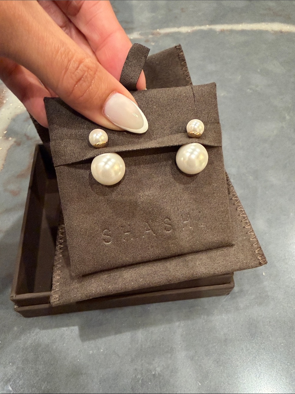 NEVER WORN**SHASHI Double Pearl Drop Earrings - Gold Tone